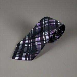 JF J. Ferrar Purple PLAID tie 100% polyester --‎ 2.75" x 62"